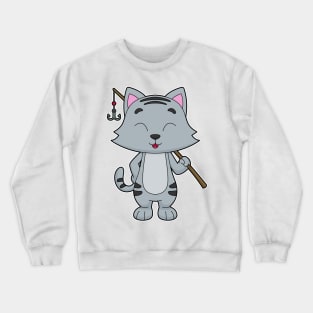 Cat Fishing Fisher Finshing rod Crewneck Sweatshirt